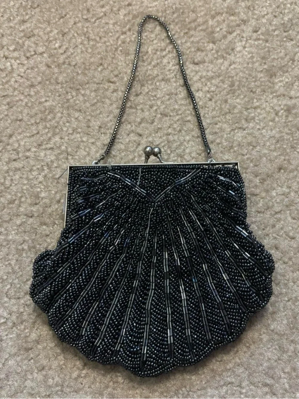 Vintage-Inspired Black Beaded Evening Bag